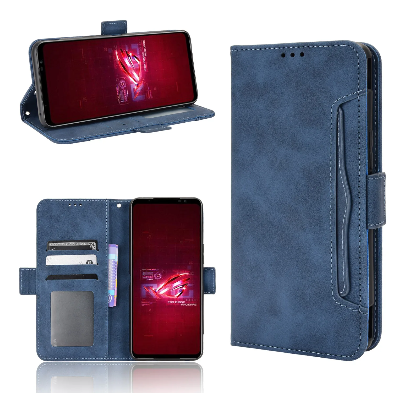 Luxury Leather Wallet Flip Case with Card Holder and Stand