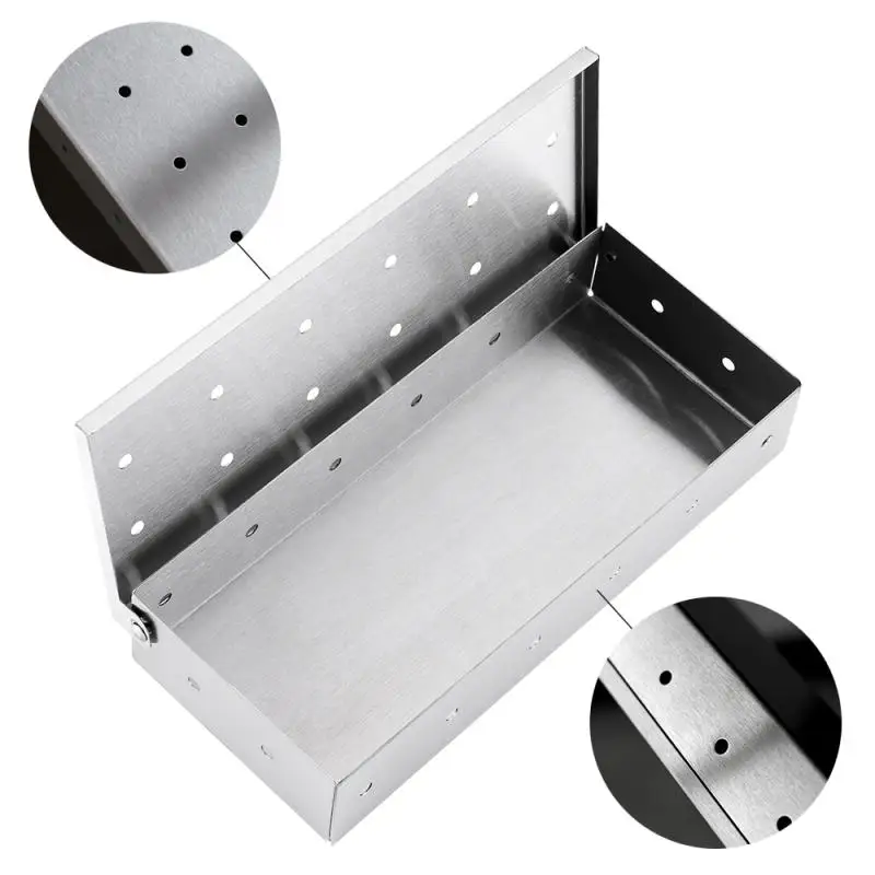 E2 BBQ Accessories Outdoor Stainless Steel Smoker BOX Smoke Fruit Box Kitchen Gadget Grill Accessories Bbq Smoker Pellet