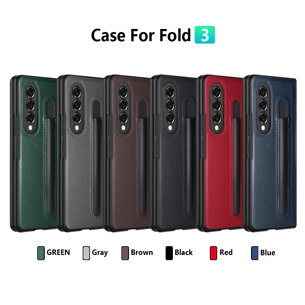 Ultra-thin Folding Hinge Phone Case For Samsung Galaxy Z Fold 4 Fold 3 5G Slim Leather Case Cover Fold4 Fold3 with S Pen Slot
