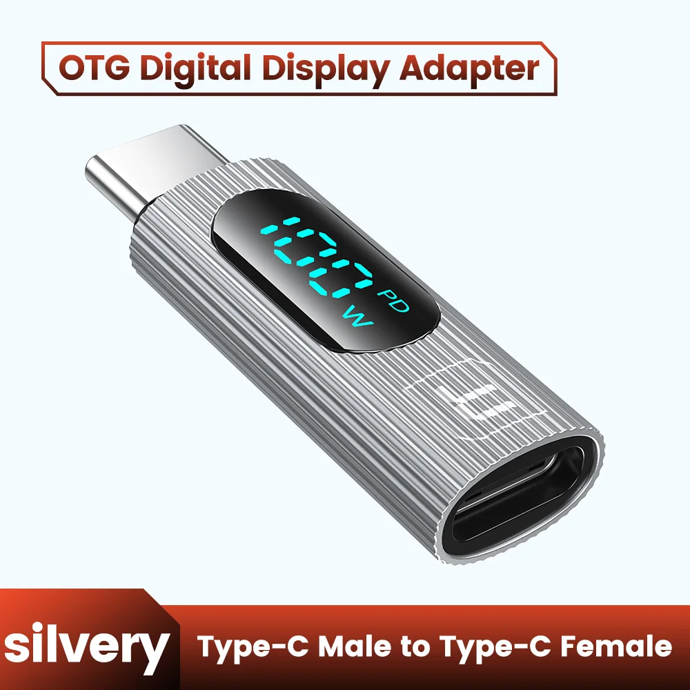 Enhanced Digital Display USB-C Adapter with 100W PD and OTG Support