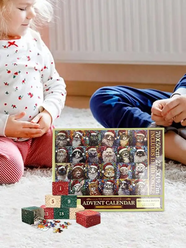 Calendrier De L'Avent Chat En Acrylique 2D - 24 Compartiments, Décoration Artistique Pour Adultes - Modèle 2025 - 5