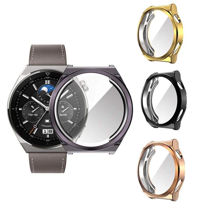 Жесткий ПК чехол + закаленное стекло для Huawei Watch GT 3 Pro 46 мм 43 мягкий ТПУ защитный