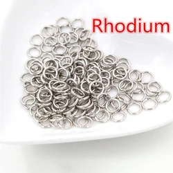Bulk Pack of Metal Open Jump Rings for Jewelry Making - 200 Pieces in Various Sizes (Rhodium)