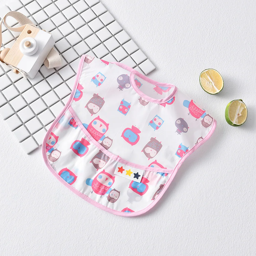Waterproof Baby Bibs Cartoon Newborns Kids Burp Cloth Art Smock Feeding Bib Apron Pocket Infant Toddler Boys Girls Saliva Towel 4