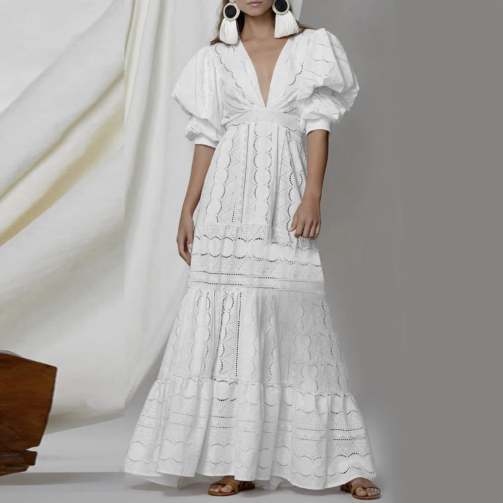 Vestidos de chiffon con escote en V profundo y abertura Turquesa