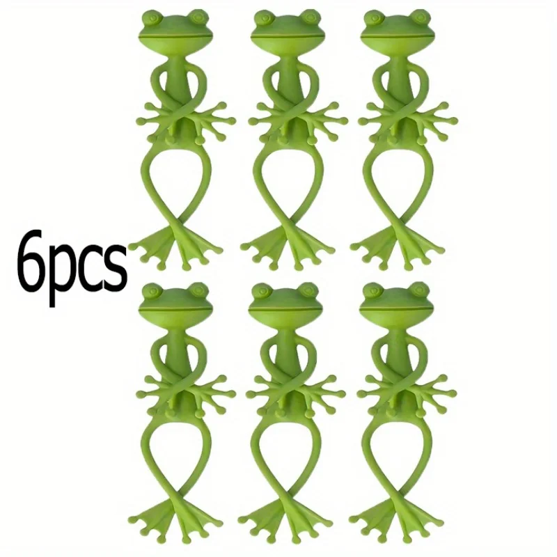 6 Stück Froschförmige Pflanzenbinder, wiederverwendbar, dekorativ, gedreht, biegsam, für Gartenpflanzen, verstellbar, flexibel, Clip für Stiel