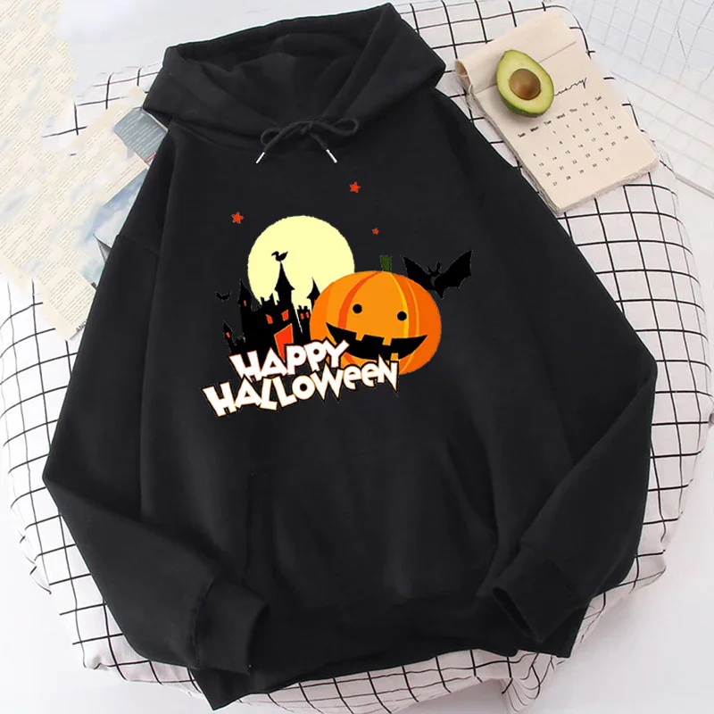 

New Happy Halloween Letter Pumpkin Print Hoodies Men Woman Hoody Hoodie Streetwear Sweatshirts Harajuku Pullover Unisex Clothing