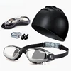 Swimming Eyewear And Cap Set For Adult Men,High-Definition Anti Fog Electroplated Swimming Goggles,Female Nose Clip Earplug Set 6
