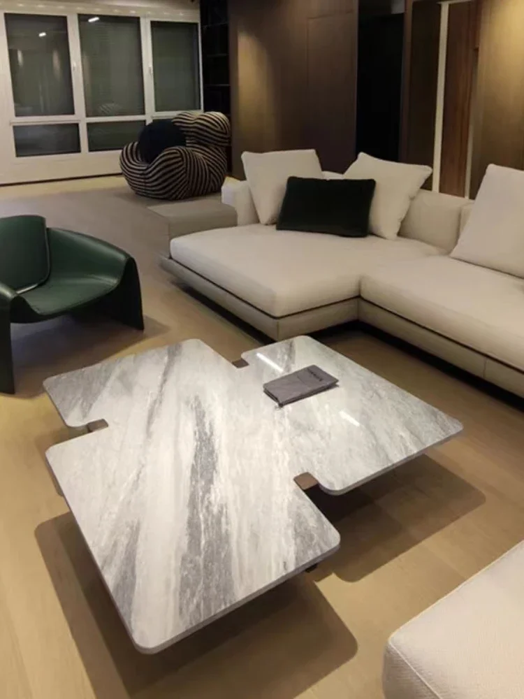 Italian minimalist designer living room coffee table special-shaped stone slab personality model house customized