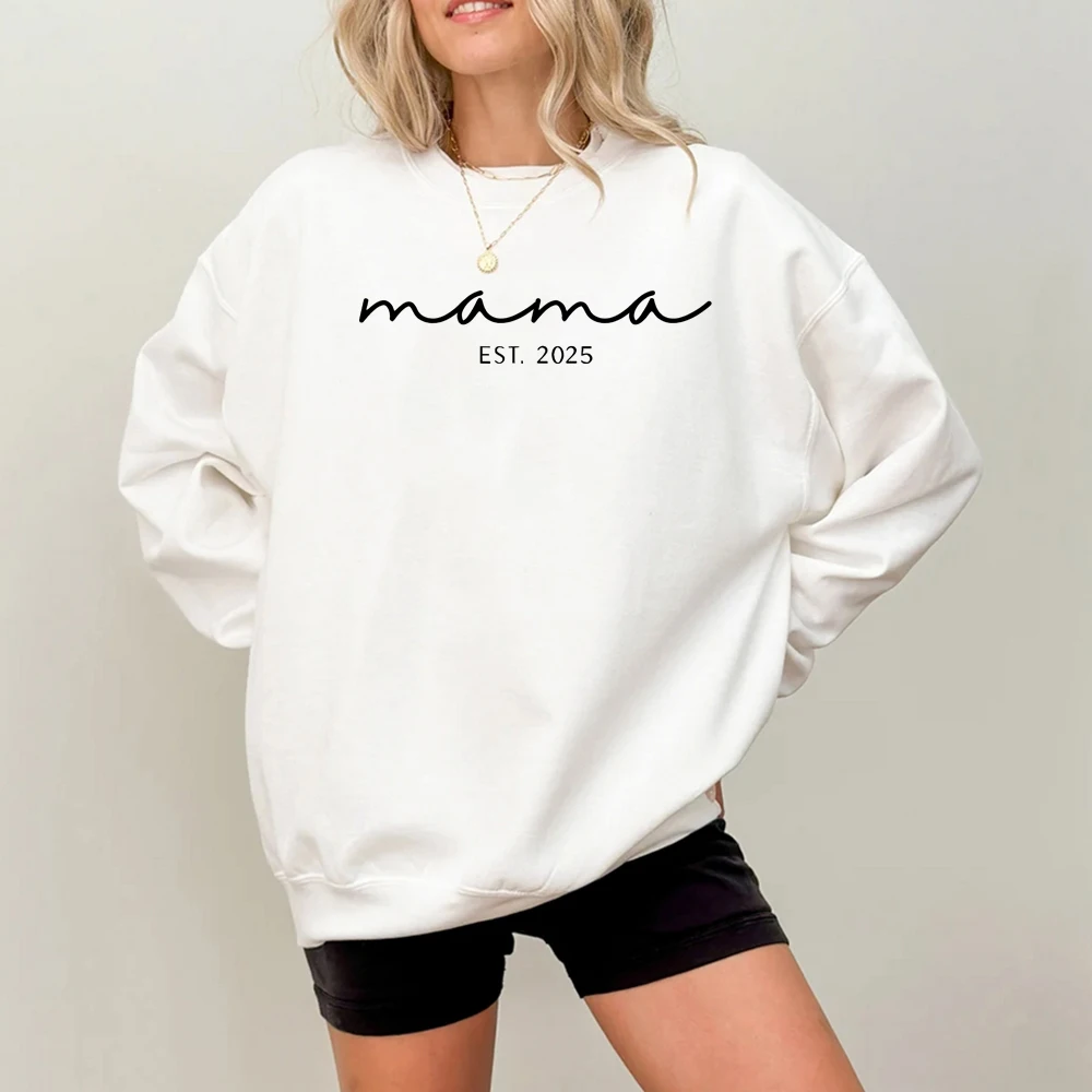Mama Est. 2025 Sweatshirt Sweatshirts for Expecting Mothers 2024 Cute New Mother Gift Idea Pregnancy Announcement Women Clothes 3