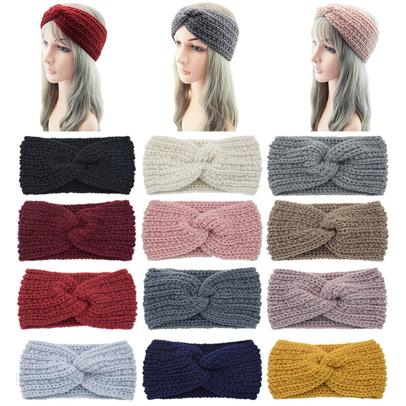 

Knitted Headband Hair Accessories Elastic Hair Bands Cross Headband Yoga Hair Bands Solid Color Western Style Comfort Elastic