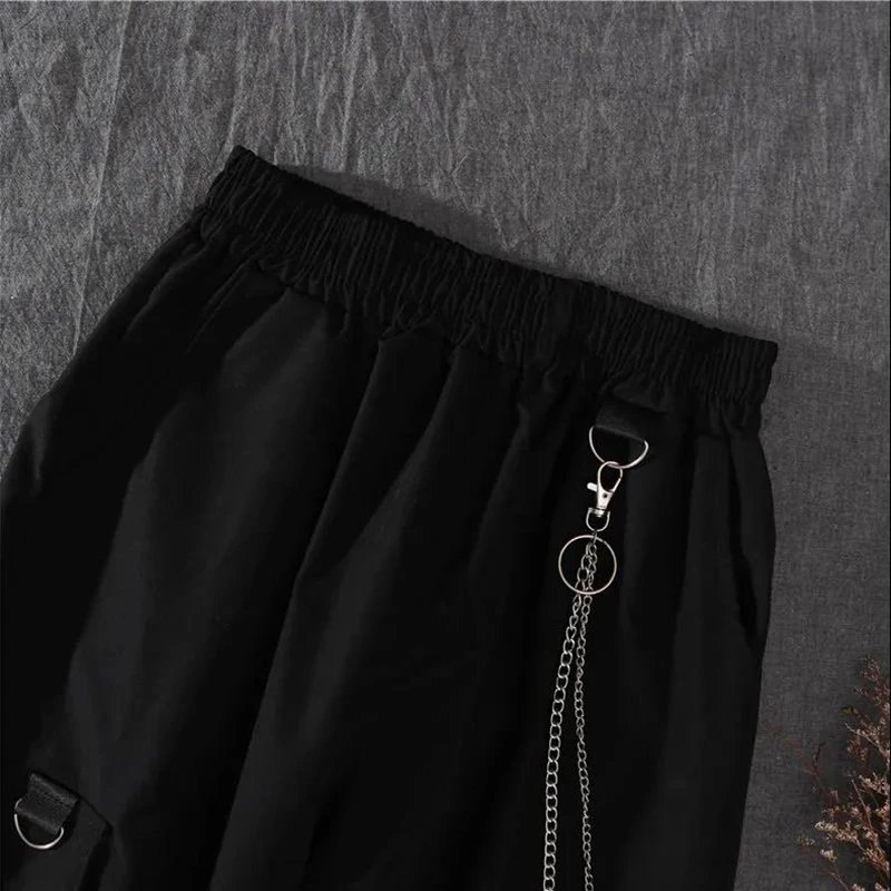 Spring Autumn 3 Piece Suit Set Harajuku BF Loose Ribbon Chian White Blouse+Vest+Chian Cargo Pants Unisex Streetwear Cargo Pants