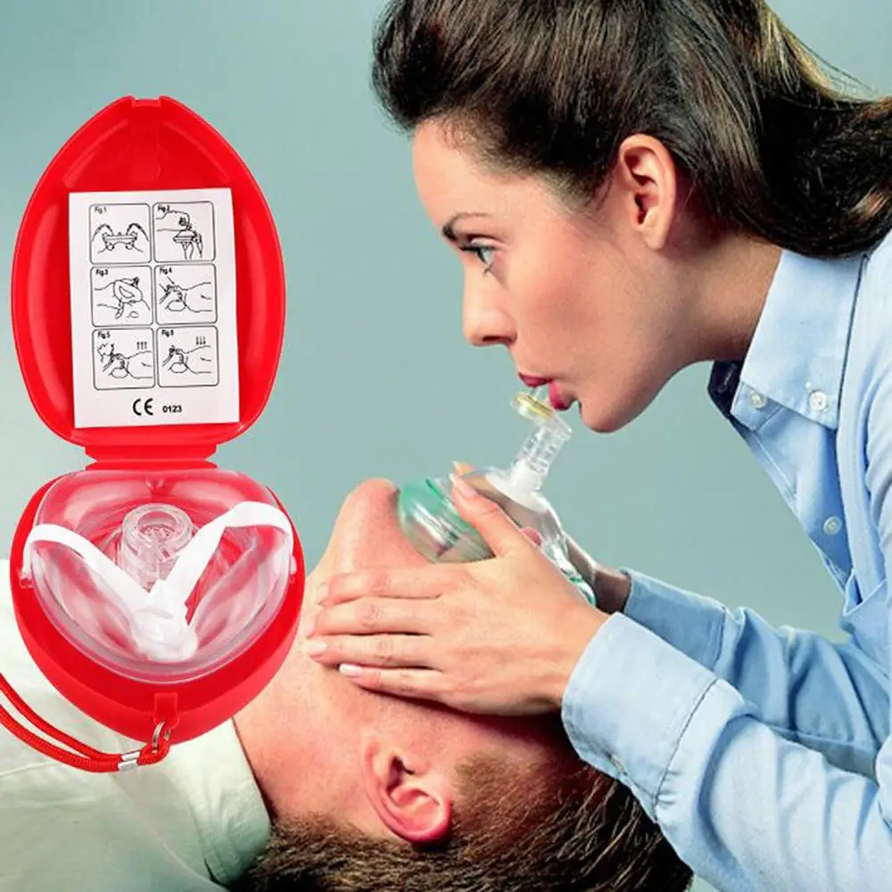 Emergency First Aid Mask Rescue CPR Mask Resuscitator One-Way Valve CPR Face Shield Survival Training Car Bus Survival Gear first aid mask