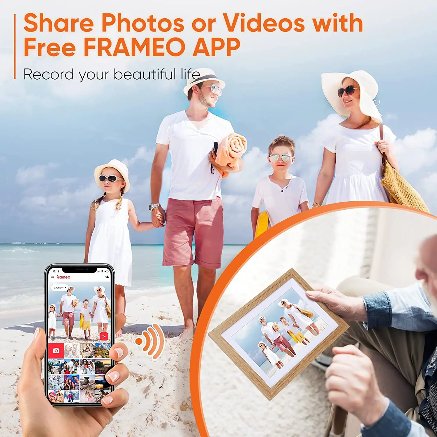 Cadre photo numérique avec WiFi et application Frameo - Cadre photo - 10,1  pouces 