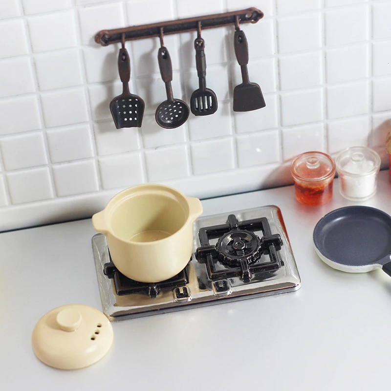 1/12 Scale Dollhouse Miniature Kitchen Furniture Stove Model Mini Gas Burner Model Toys For Barbies Doll Decoration Accessories