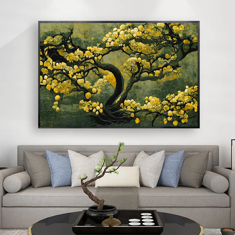 

Abstract Illustration Sakura Tree Painting Prints and Posters Canvas Modern Landscape Wall Art Picture Livinng Room Home Decor