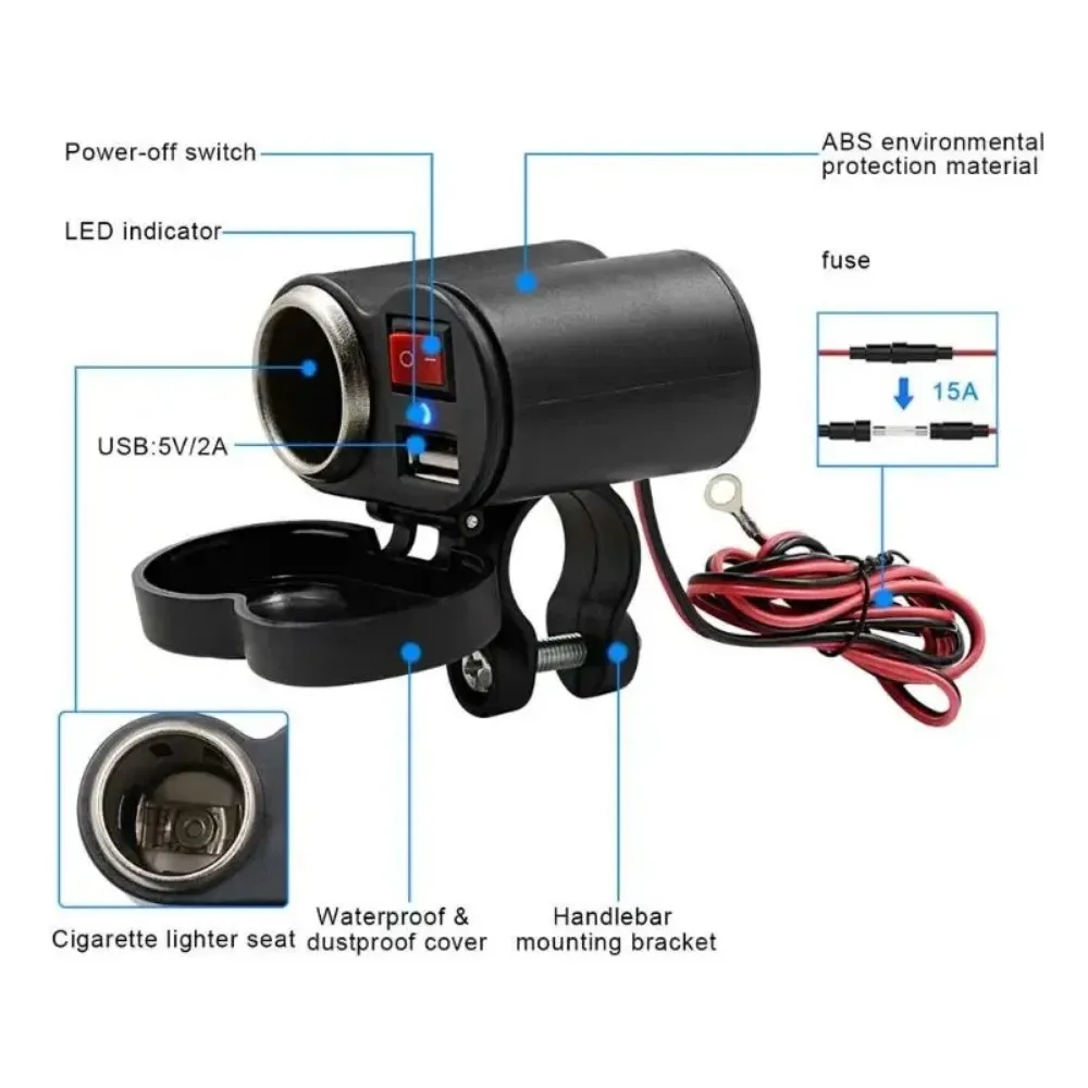 Motorcycle Handlebar USB Charger Waterproof