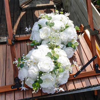 30/40cm White Baby Breath Rose green leaf Artificial Flower Ball Wedding Table Centerpiece Deco Floral Event Party Prop 4
