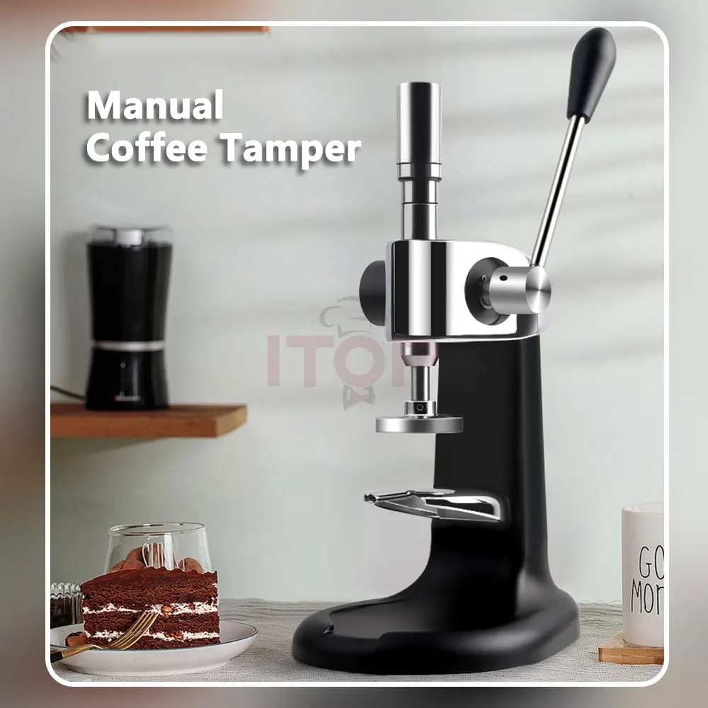 ITOP 57.5mm/58mm Coffee Tamper Manual Flat Tamper Espresso Quantitative Labor Saving Coffee Tool with 2 Sizes coffee adapter parts
