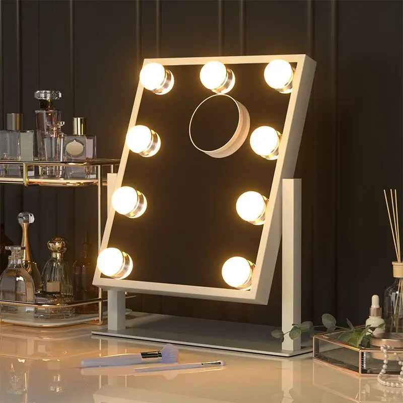 

Vanity Makeup Mirror with Lights 9 Dimmable Bulbs for Dressing Bedroom 3 Color Lighting Modes Detachable 15x Magnification