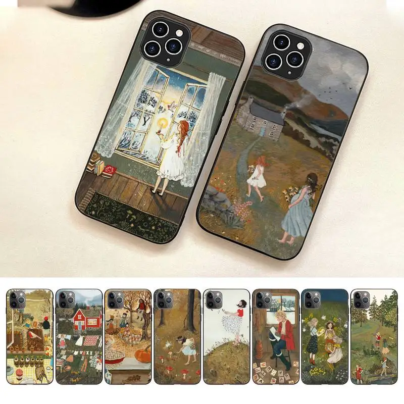 Cartoon Scenery Girl Phone Case Per Iphone 7 8 Plus X Xr Xs 11 12 13 Se2020 Mini Mobile Iphone 14 Pro Max Case