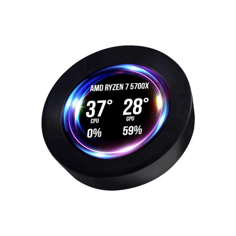 

2.1 Inch Round IPS LCD Display Secondary Screen Computer CPU GPU Monitor USB Temperature Display For AIDA64, Black Durable