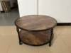 Round Rustic Wood Coffee Table with Sturdy Metal Legs 2