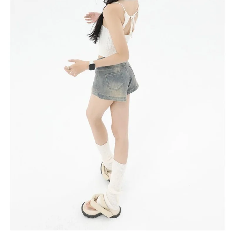 Denim Shorts Women 2024 Jeans High Waist Short Jean Summer New Straight Pant Retro Stretch Slim A-Line Hot Pants Vintage Clothes