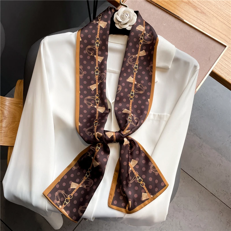 New Silk Skinny Headband Scarf Women Print Neckerchief Female Hair Band Bag  Wirst Foulard Head Tie Bandana Spring Luxury Scarves - AliExpress