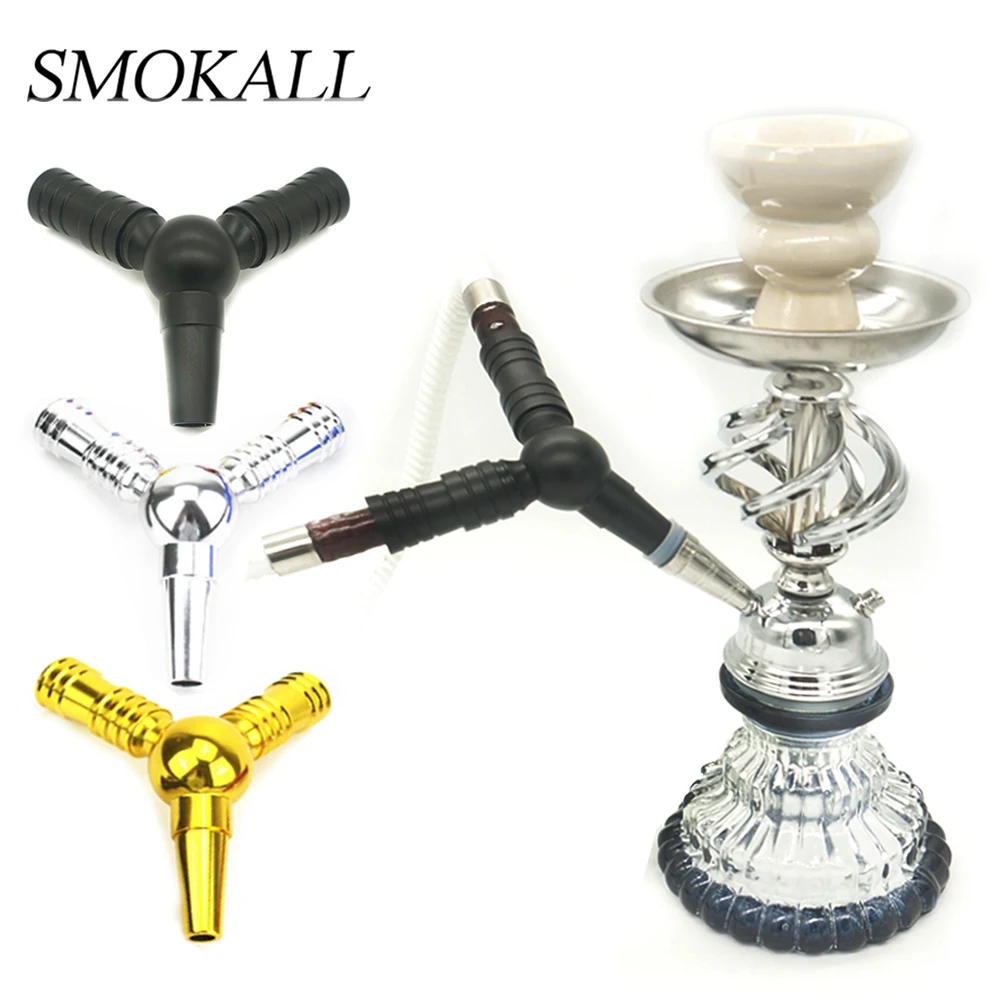 1Pcs One-to-Two Shisha Hose Connection Joint Hookah Pipe Adapter Bifurcate Hookahs Narguile Chicha Accessories With Grommet