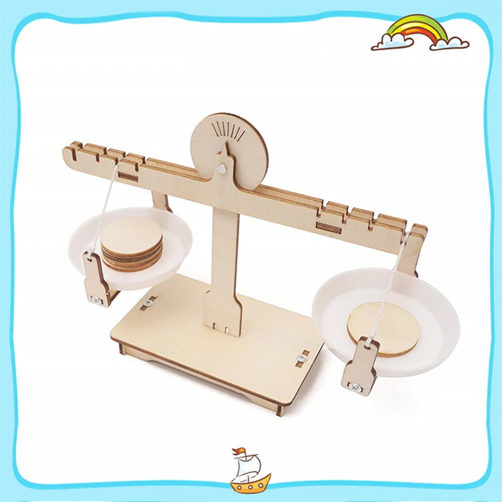 DIY Balance Scale Lever Wooden Weighing Scale Science Math Teaching Early Educational Balancing Toy for Students Kids