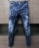 fashion BRAND Punk Style DSQ Men Jeans Biker Pants Badge Moto Patchy Design husband Denim Trousers button D2 jeans pant A612 1