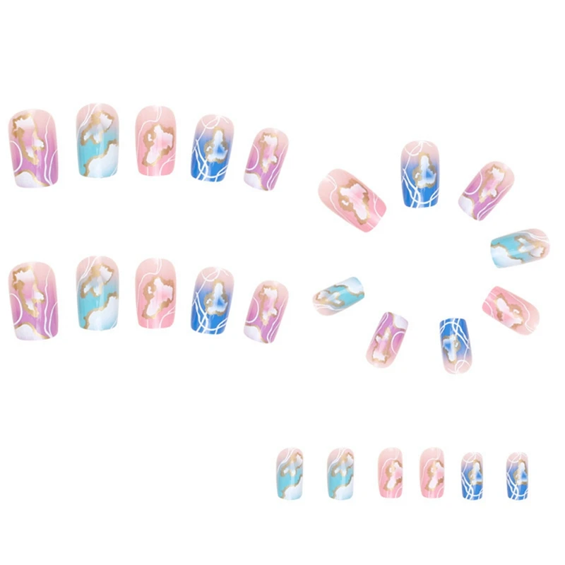 

1 компл. Красочные французские градиентные ногти с постепенным изменением детской переносной пресс на ногти полное покрытие Типсы для ногтей