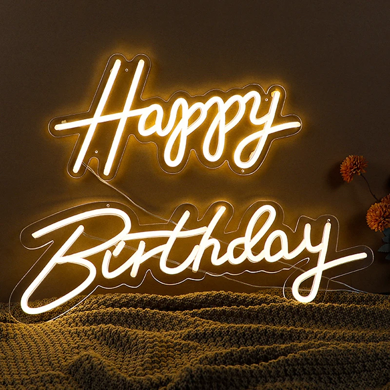 10 Styles Neon led Sign Happy Birthday Led Light Party Flex Transparent Acrylic Oh Baby Neon Light Sign Wedding Party Decoration