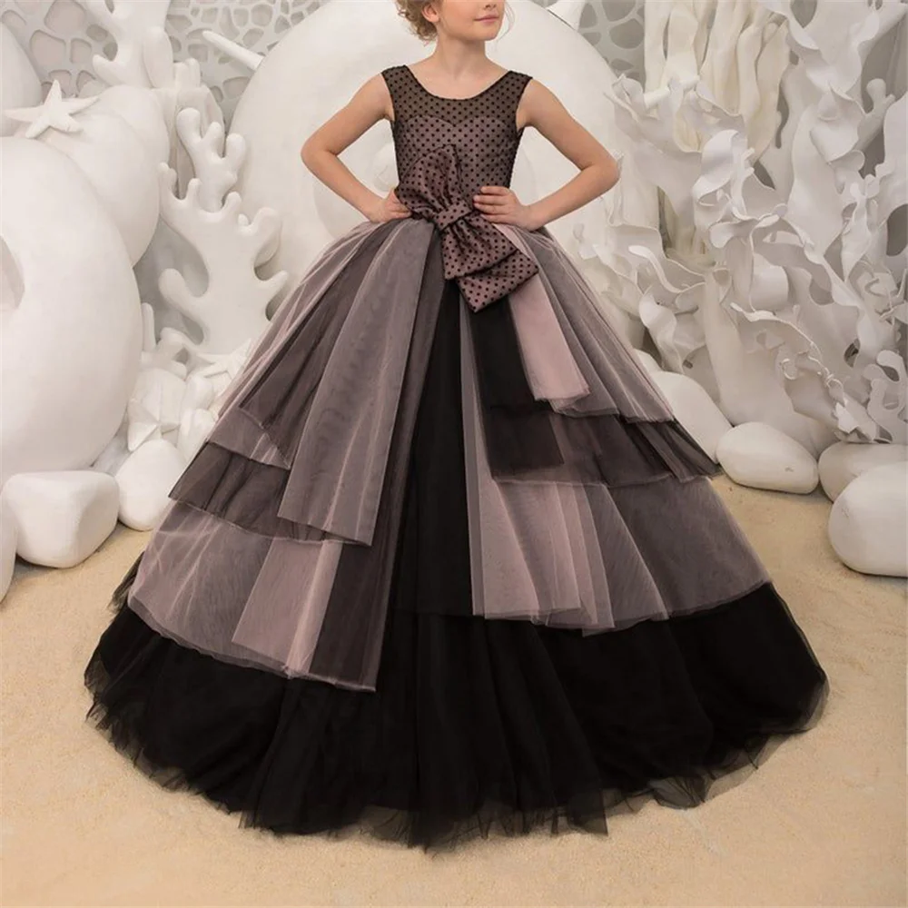 

Bow Bare Back Fluffy Flower Girls Dresses Pageant Dresses For Princess Off Kids Party Communion Birthday Piano Performance
