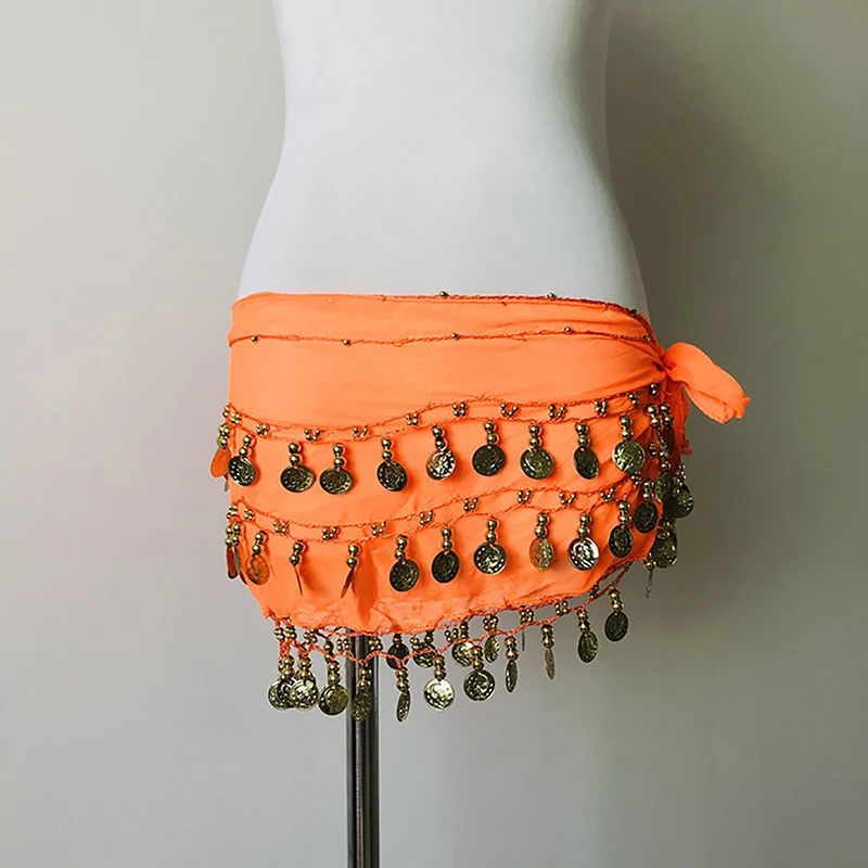

Indian Dance Practice Performance Hip Women Belly Dance Skirt Waist Chain Chiffon Gold Tassel Belts Female Sexy