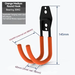 Heavy Duty Metal Wall Mount Garage Organizer Hook for Bicycle and Tool Storage (Large round hook)