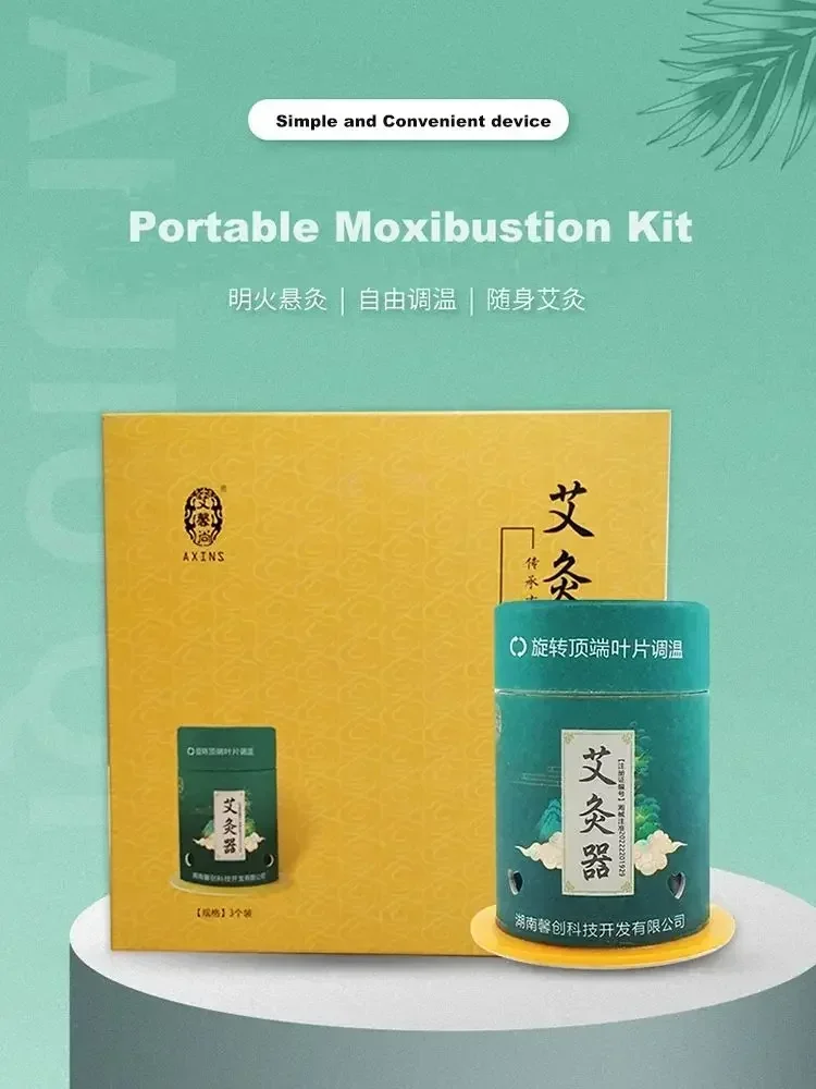 Portable Moxibustion Kit, Home Moxibustion Boxes with 42 Moxa Rolls, Pain Relieving, Heat Therapy, 3 Pack