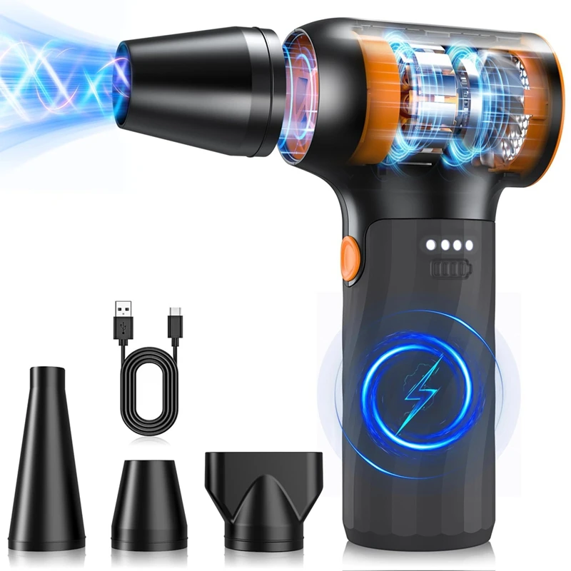 FUFU Compressed Air Duster Mini Blower Turbo Fan 130000RPM-Cordless Air Duster Blower For Car Dry Keyboard PC Computer