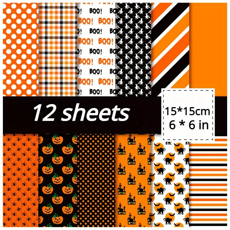 

12 листов/упаковка, декоративные бумажные обои для творчества с изображением призрака тыквы черепа
