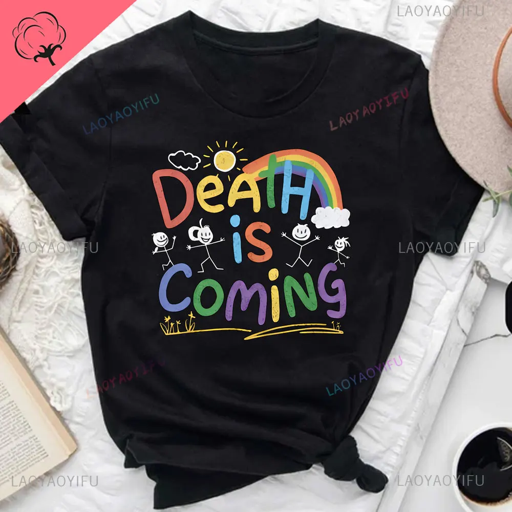 thumbnail image 1 of Camiseta Punk de Death Is Coming, divertida camiseta gótica de Humor oscuro, camiseta de terror Meme Pastel gótica sarcástica ruda, ropa de calle clásica, 1 of 5