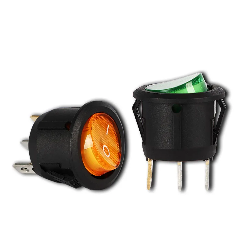 Round Power Rocker Switch, On/Off, 2 Position, 3 Pin, 220-230V