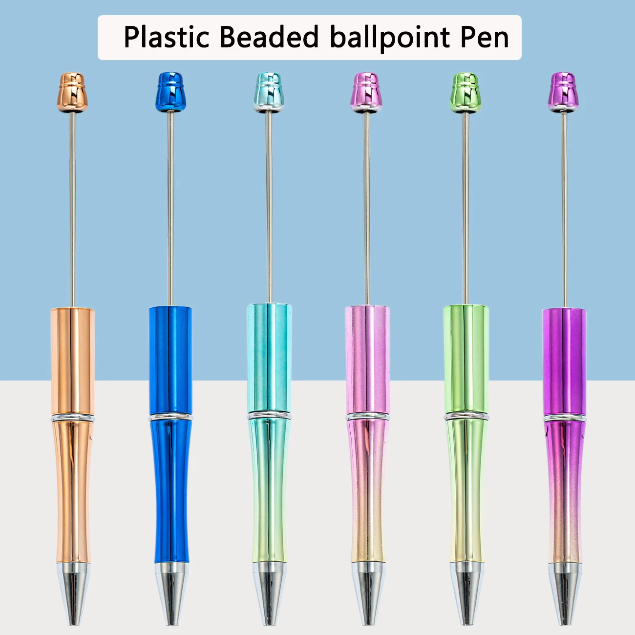 40PC DIY Plastic Beaded Pen Handmade Beaded Ballpoint Pen Customized Logo Beaded Pen School Office Supplies Japanese Stationery