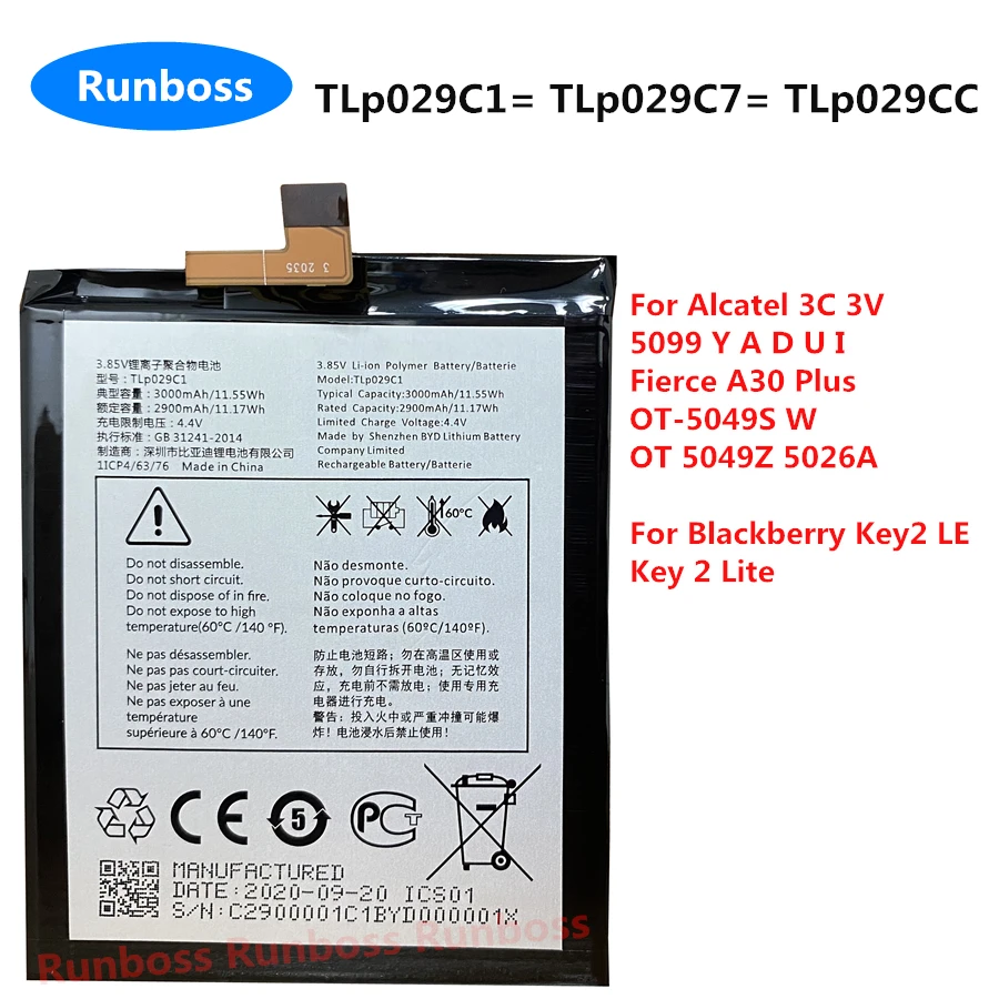 Original TLp029C1 TLp029C7 TLp029CC Battery for Alcatel 3C 3V 5099