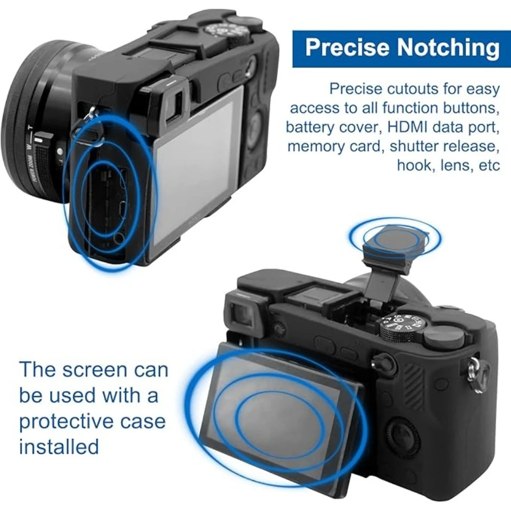 Silicone Soft Shell Camera Bag Case with Free Tempered Film