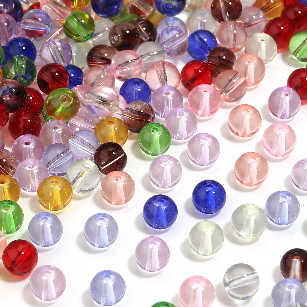 50개 8mm 투명 유리 구슬 컬러 루즈 스페이서 유리 구슬 장식 제작 DIY 공예 수제 비즈 액세서리