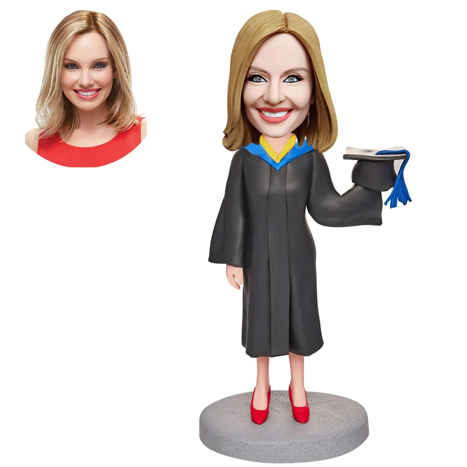 

Customized Graduation GiftsGraduation Girl Holding Graduation Gown Hat Custom Bobblehead- Class Of 2023 College Graduation Gifts