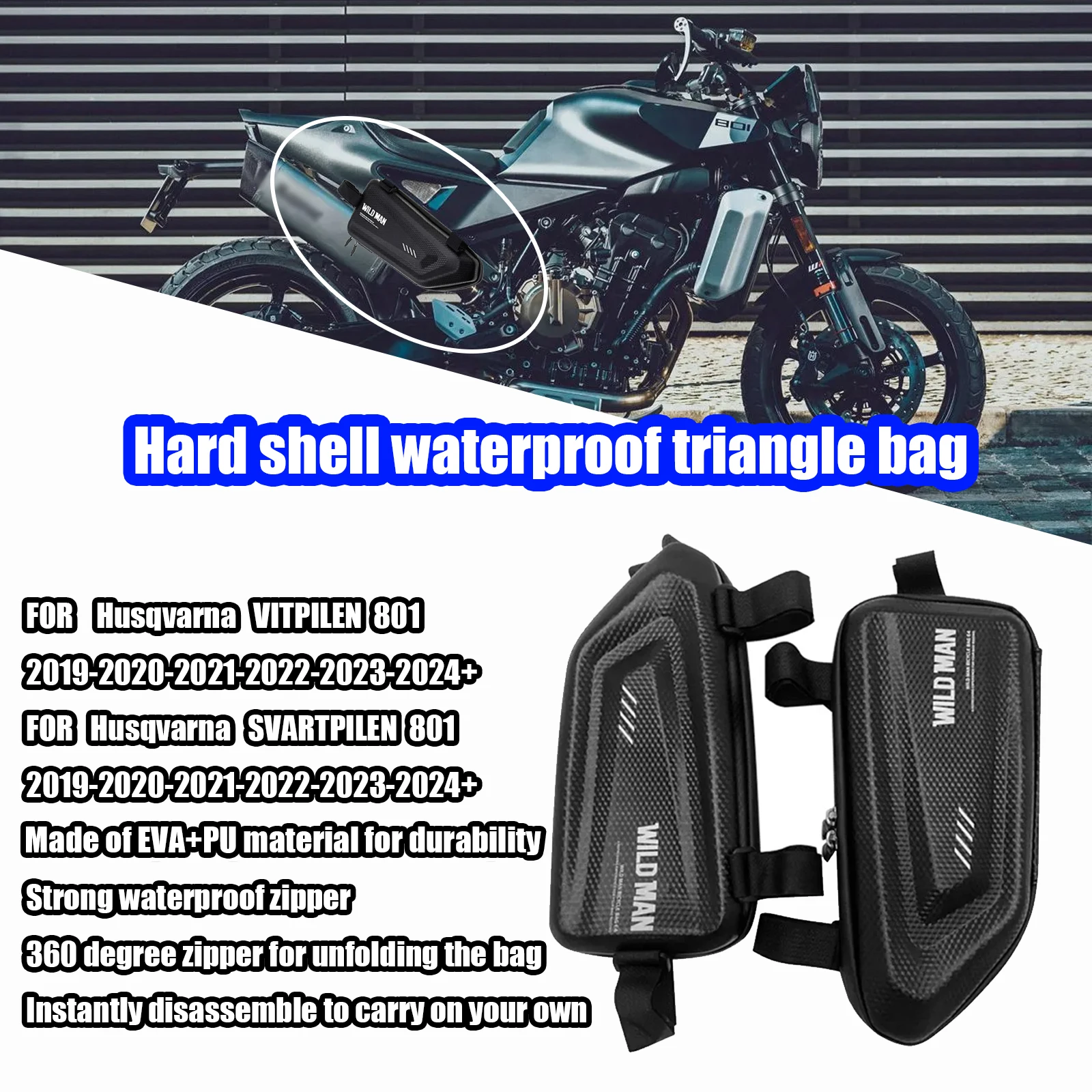 FIR VITPILEN 801 SVARTPILEN 801 Motorrad Säitbeutel waasserdicht Dräieck Säitbeutel Hard Shell Bag Accessoiren_voghion.com