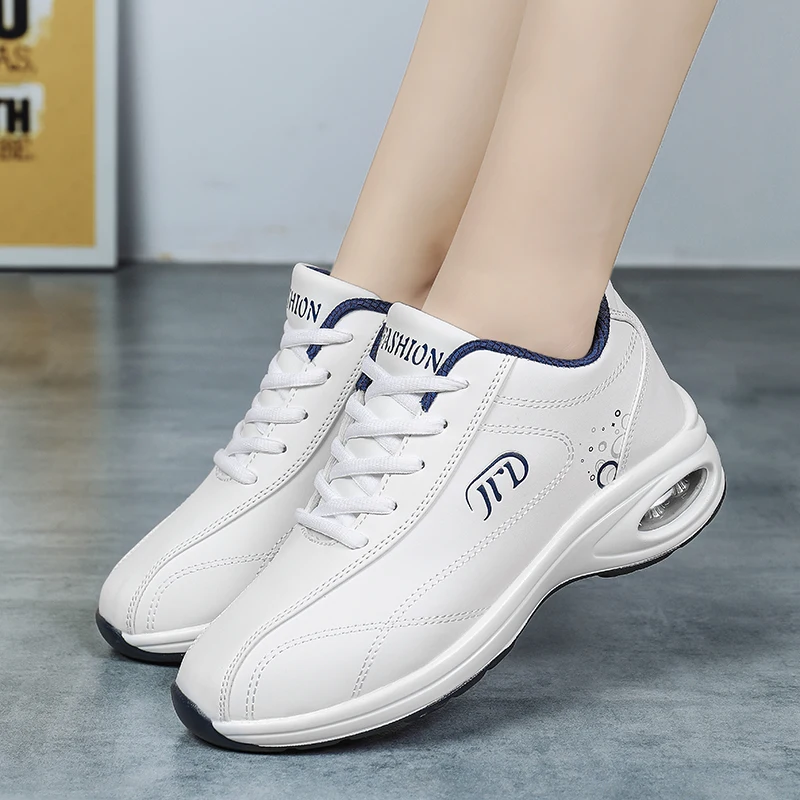Brand Womens Running Shoes Ladies Comfortable Waterproof Leather Basket Shoes Women High Platform Sneakers Cushion Sports