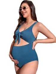 Premama Clothes Sexy Style Hollow Out Lace-up Swimwear Maternity Fashion Backless Swimsuit Pregnant Women's One Piece Bikini New